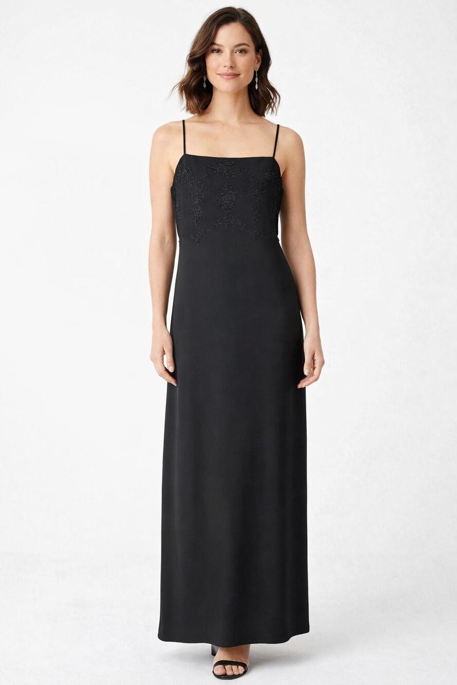 Ann Taylor Silk Blend Black Embroidered Floral Beaded Formal Dress Womens 10 NWT